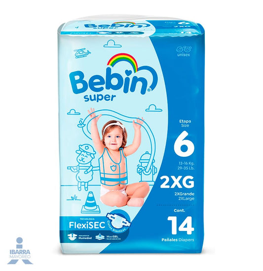 Pañal Bebin Súper 2XG 14 pzas.