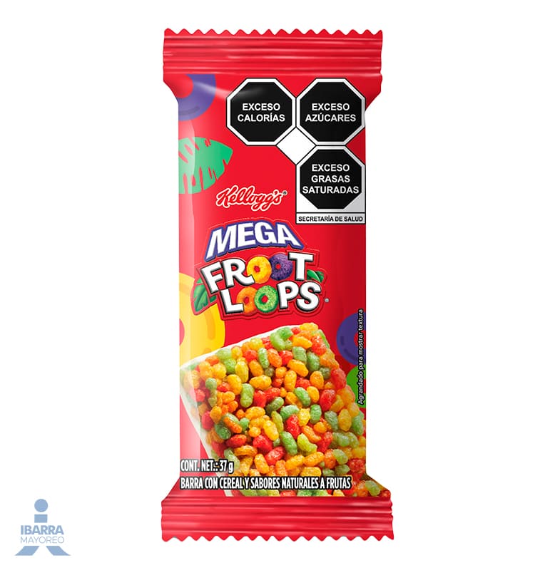 Barra de Cereal Kelloggs Mega Froot Loops 37 g