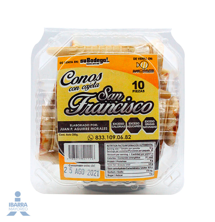 Cono con Cajeta San Francisco 10 pzas.