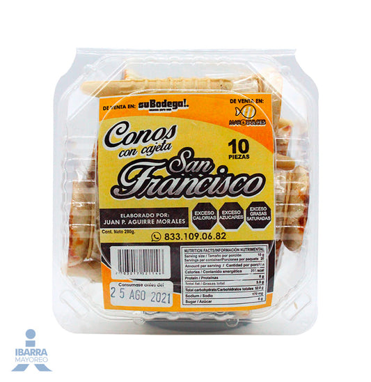 Cono con Cajeta San Francisco 10 pzas.