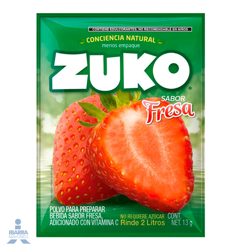 Bebida en Polvo Zuko Sabor Fresa 13 g