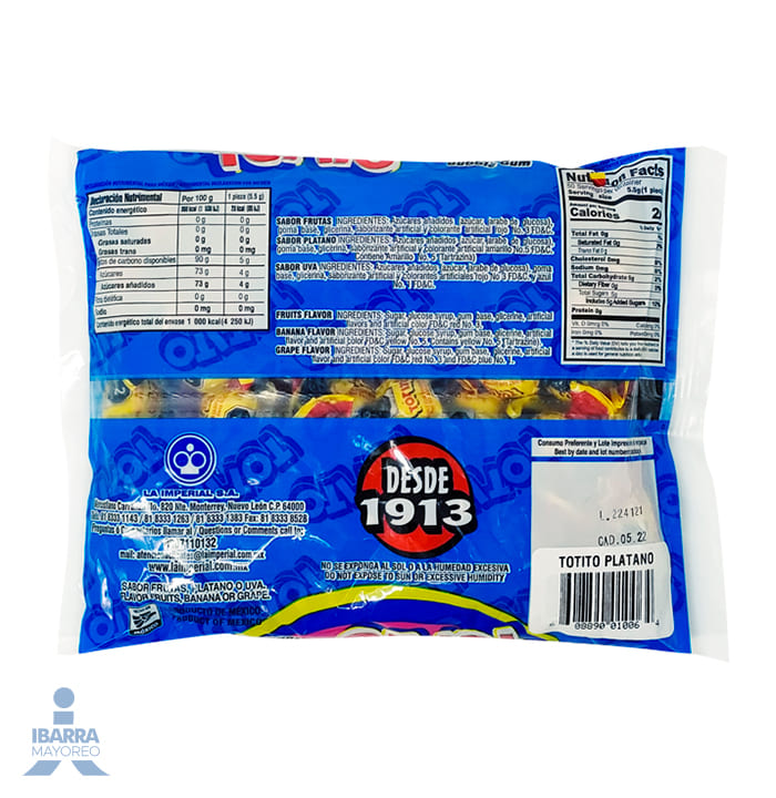 Goma de Mascar Totito Plátano 50 pzas