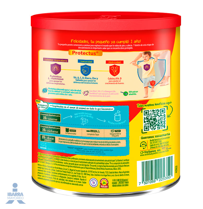 Alimento para niños de corta edad Nido Kinder 1+ Lata 800 g