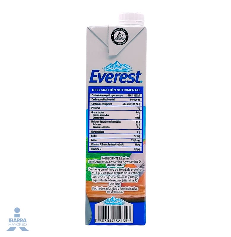 Leche Everest Semidescremada 1 L