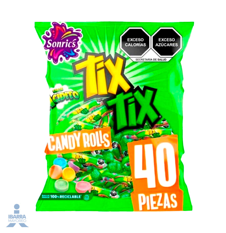 Dulce Sonrics Tix Tix Candy Rolls 40 pzas.