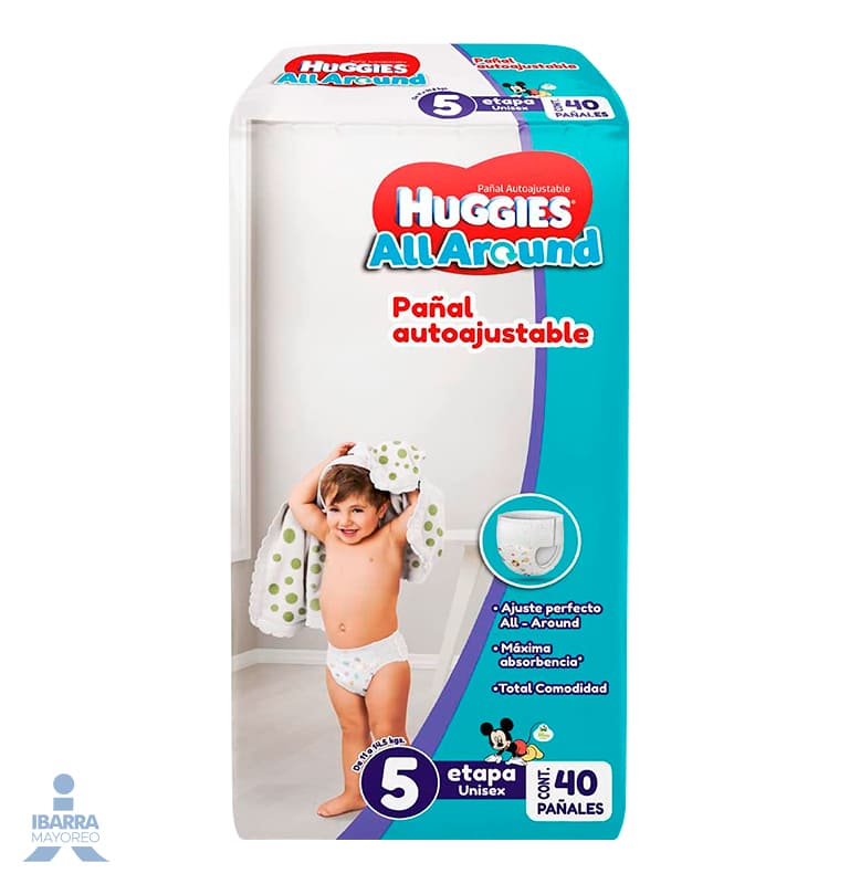 Pañal Huggies All Around Unisex Etapa 5 40 pzas.