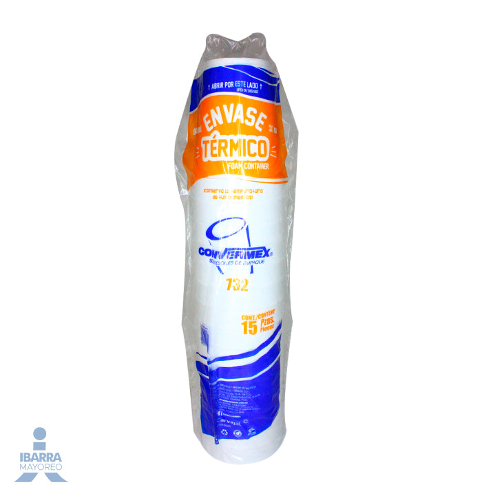 Envase Térmico Convermex no. 732/945 ml 15 pzas.