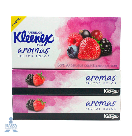 Pañuelo Kleenex Aromas Frutos Rojos 90 pzas.