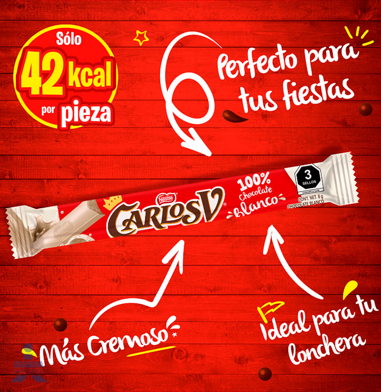 Chocolate Carlos V Stick Blanco bolsa con 20 piezas 8 g c/u