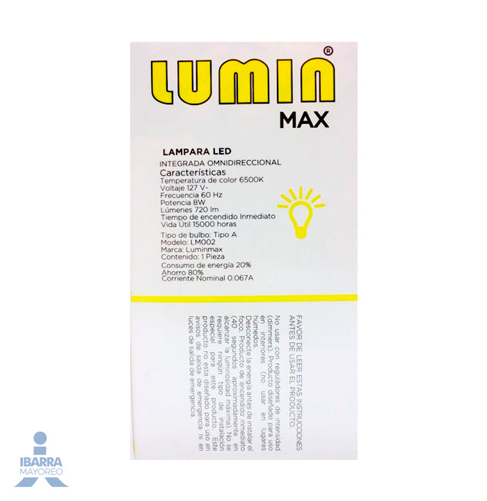 Lámpara Luminmax Led Luz Blanca 8w