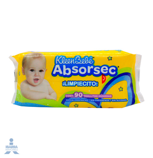 Toallitas Húmedas KleenBebé Absorsec 90 pzas.