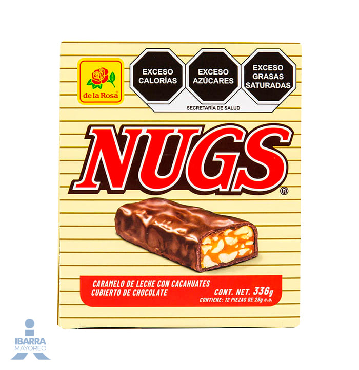 Chocolate Nugs Cacahuate y Caramelo de la Rosa 12 pzas.