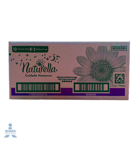 Toalla Sanitaria Naturella Nocturna con alas 8 pzas. GRATIS 2
