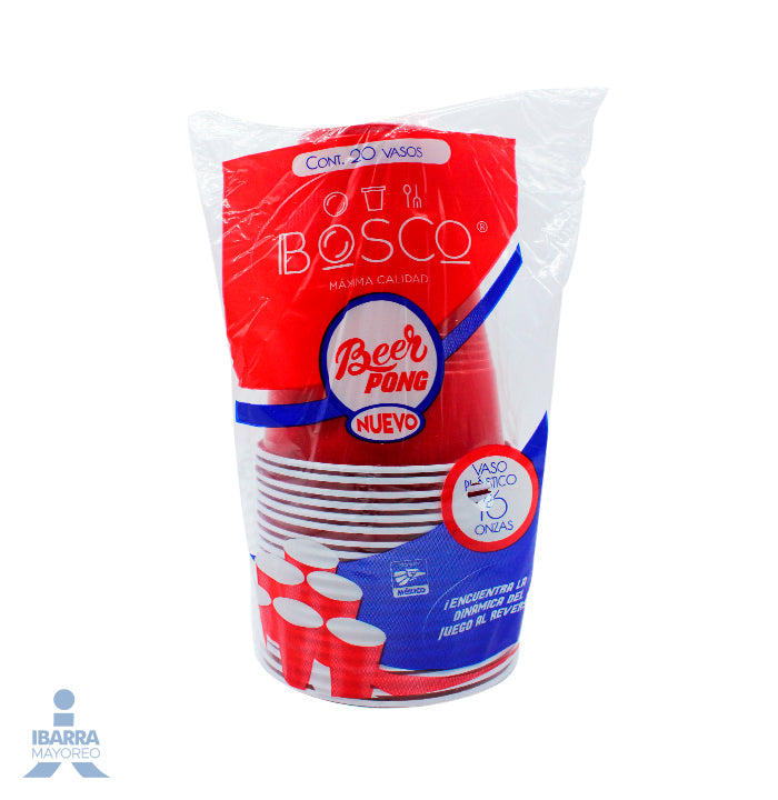 Vaso Plástico Bosco no. 16/473 ml Rojo 20 pzas.