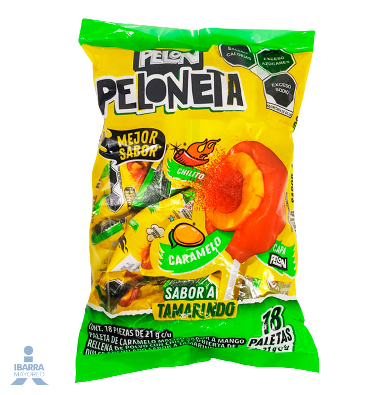 Paleta Pelón Peloneta Sabor Tamarindo 18 pzas.