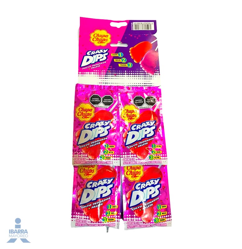Paleta Chupa Chups Crazy Fresa Tira 10 pzas.