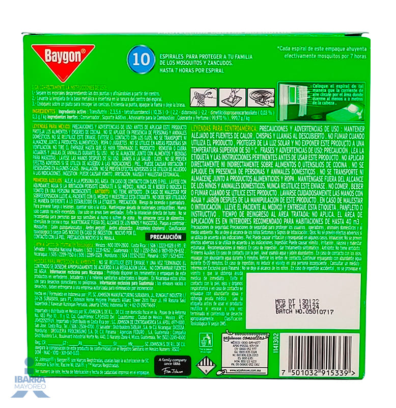Insecticida Baygon Espiral 10 pzas.