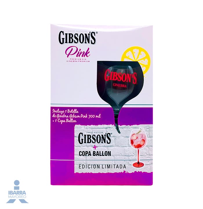 Ginebra Gibson Pink 700 ml + Copa Ballon