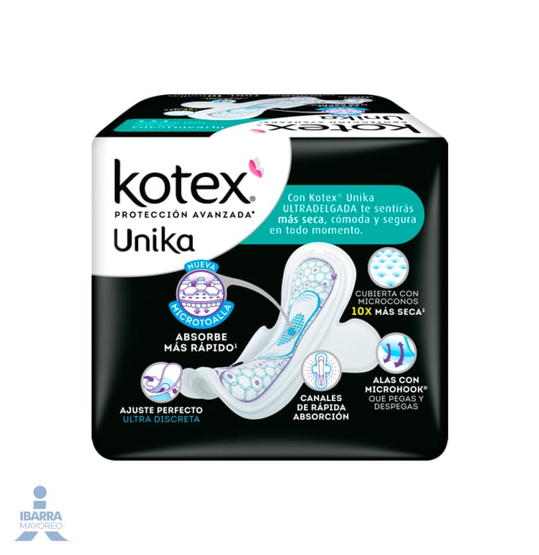 Toalla Sanitaria Kotex Unika Ultra Delgada con alas 10 pzas.