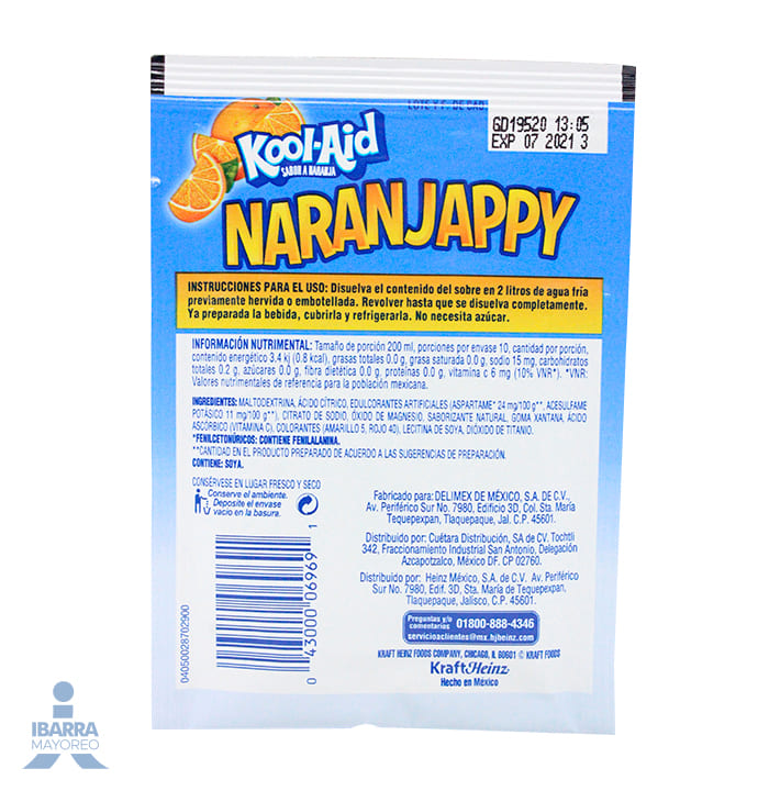Refresco Kool Aid Naranjappy 15 g