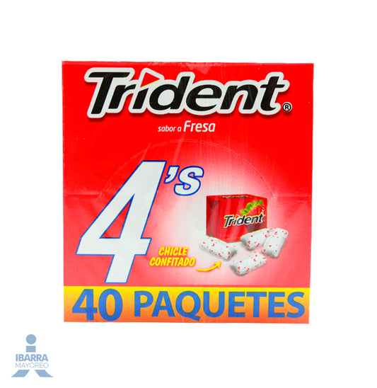 Goma de Mascar Trident Sabor Fresa 40/4 pzas.