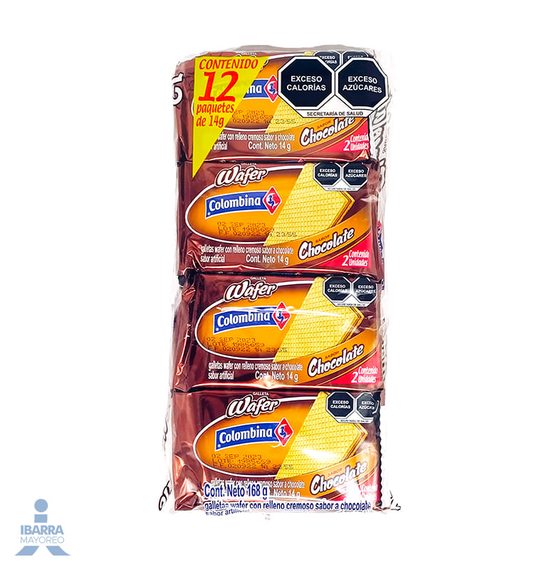 Galleta Colombina Wafer Chocolate 12 pzas.