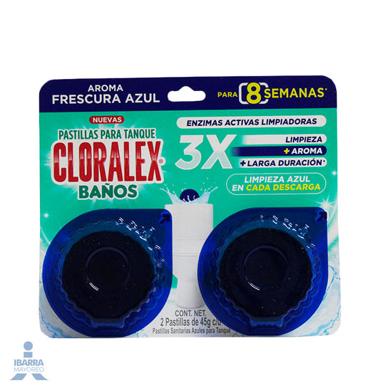 Pastilla Sanitaria Cloralex Baños Frescura Azul 2/45 g