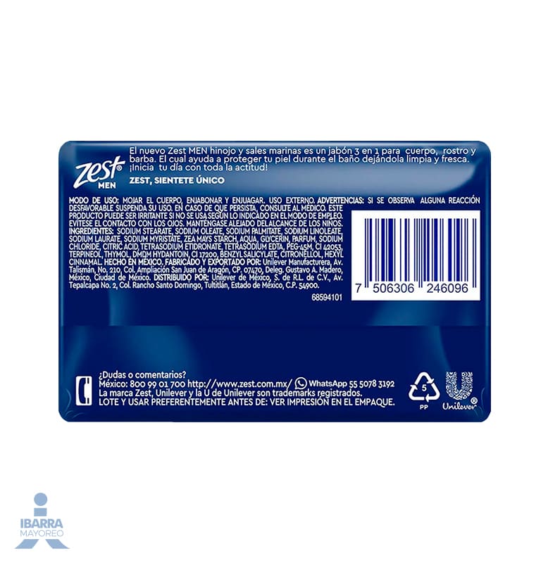 Jabón de Tocador Zest For Men 135 g