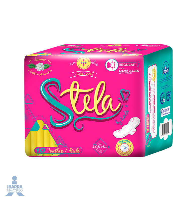 Toalla Sanitaria Stela Normal con alas 10 pzas.