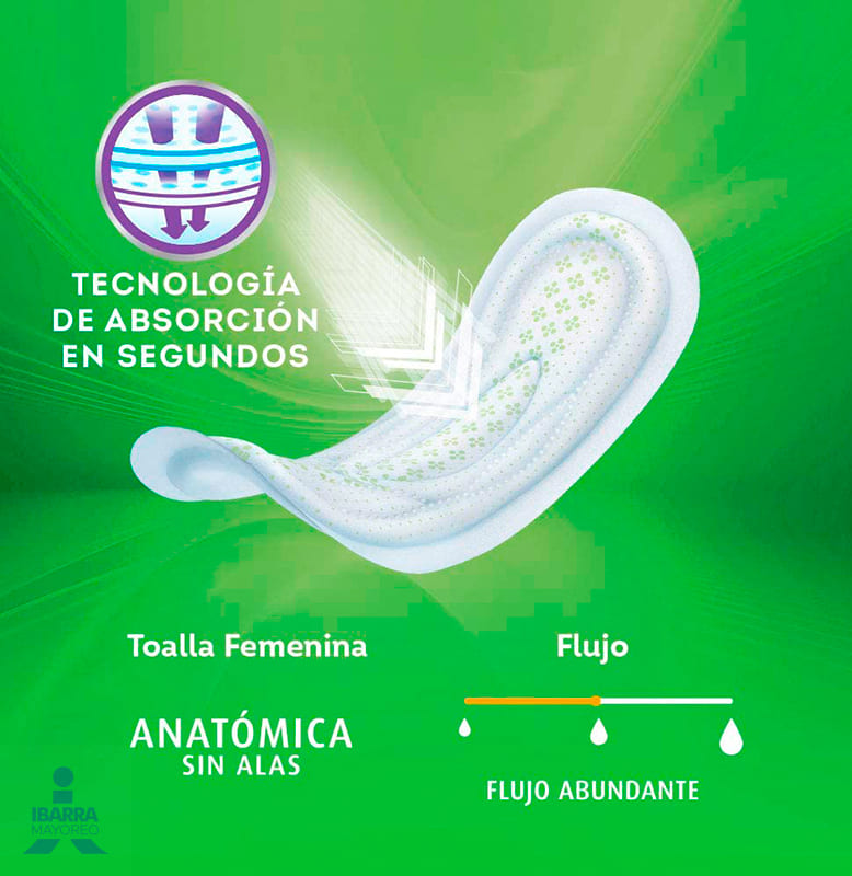 Toalla Sanitaria Kotex Anatómica Manzanilla sin alas 10 pzas.