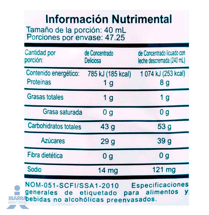 Jarabe Horchata Deliciosa 1.89 L