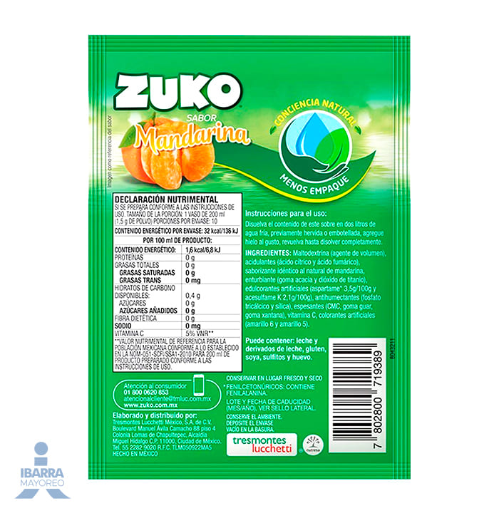 Refresco Zuko Mandarina 15 g