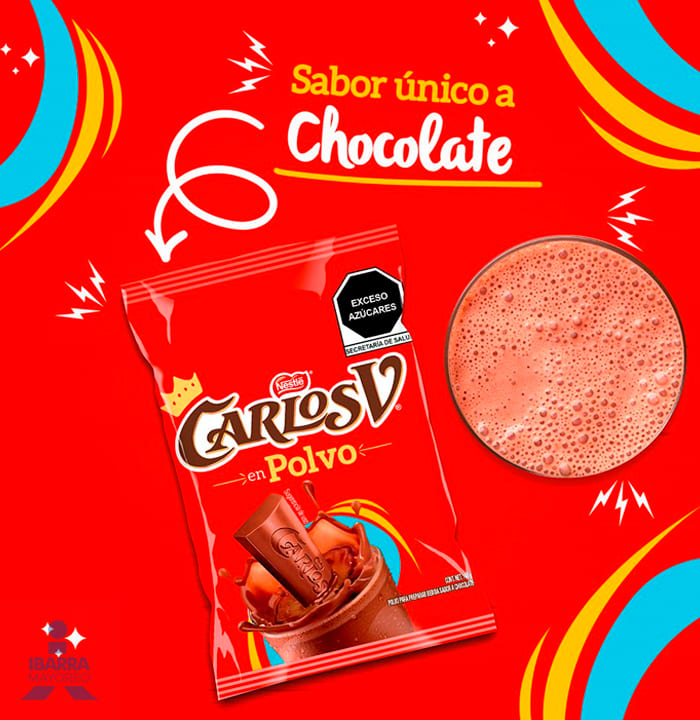 Polvo Carlos V para preparar bebida sabor a Chocolate bolsa 160 g