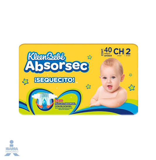 Pañal KleenBebé Absorsec Chico 40 pzas.