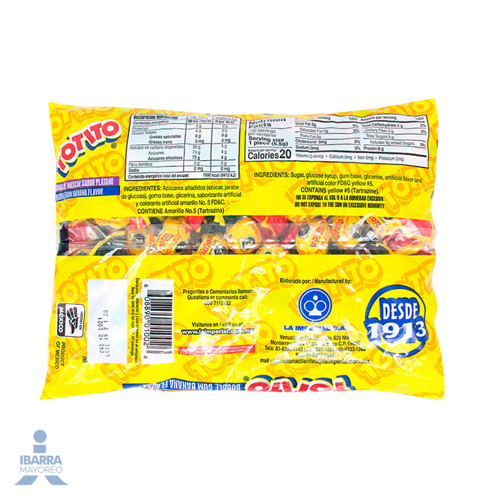 Totito Rico Goma de Mascar Totito Sabor Plátano 100 pzas. – Mayorista Ibarra