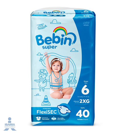 Pañal Bebin Súper XXG 40 pzas.