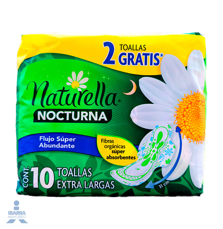 Toalla Sanitaria Naturella Nocturna con alas 8 pzas. GRATIS 2