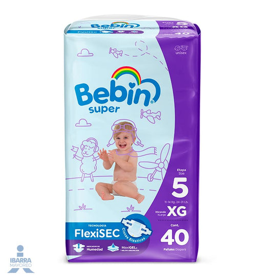 Pañal Bebin Súper Extra Grande 40 pzas.