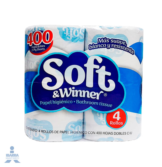 Papel Higiénico Soft & Winner 400 hojas 4 rollos