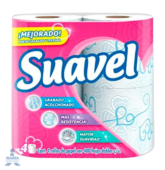 Papel Higiénico Suavel 400 hojas 4 rollos