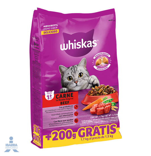 Alimento Whiskas Carne Receta Original 1.5 kg + 200 g