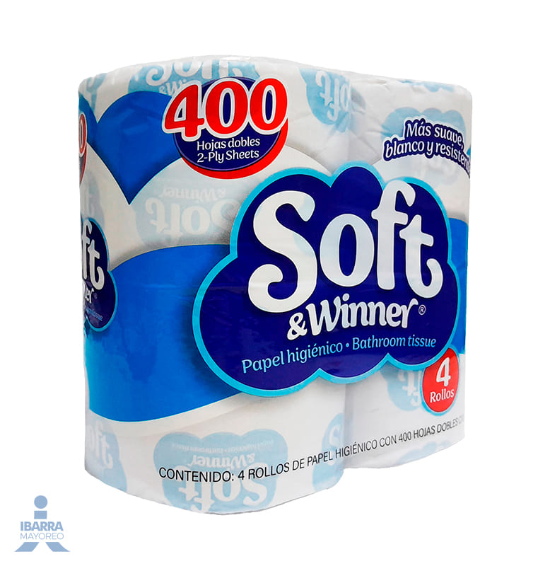 Papel Higiénico Soft & Winner 400 hojas 4 rollos