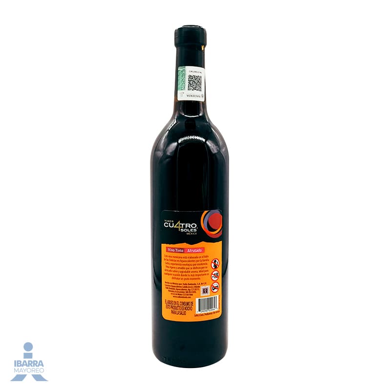 Vino Tinto Cuatro Soles Afrutado 750 ml