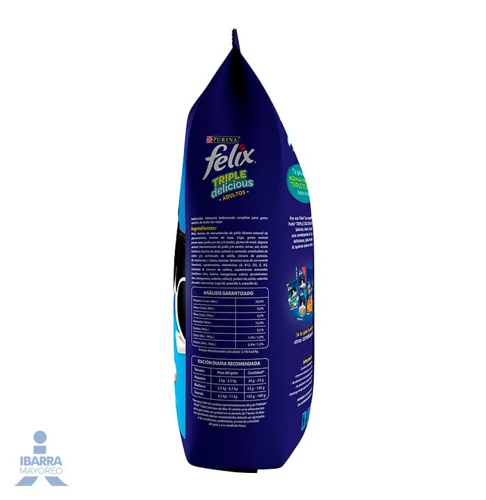 Felix Triple Delicious Mar alimento seco gatos adultos camarón salmón atún 1.5 kg