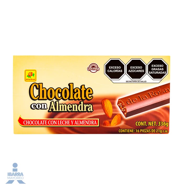 Chocolate de la Rosa Suizo con Leche y Almendras 16 pzas.