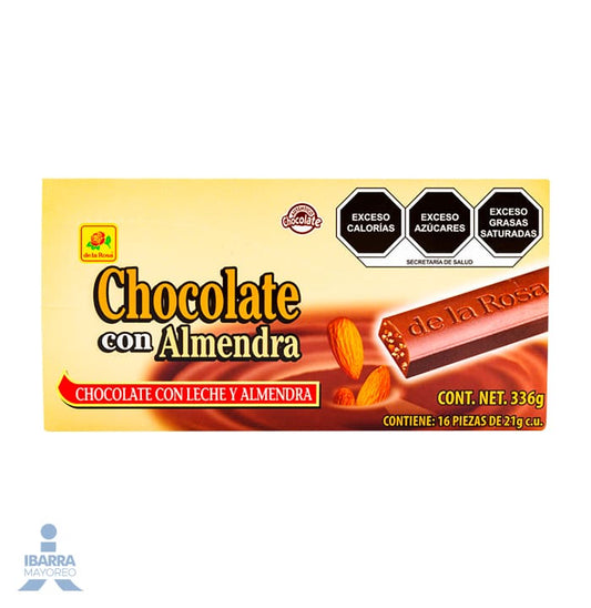 Chocolate de la Rosa Suizo con Leche y Almendras 16 pzas.