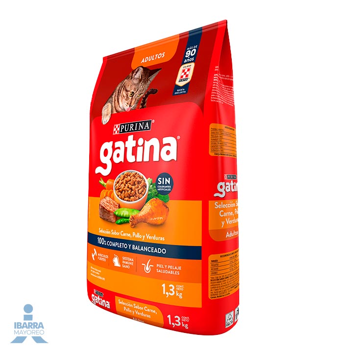 Gatina alimento seco para gatos sabor pollo a la jardinera 1.3 kg