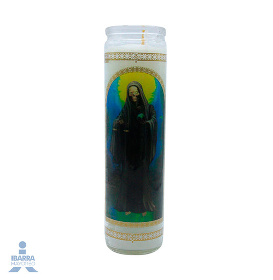 Veladora Luz Eterna Súper Extra Santa Muerte Blanca