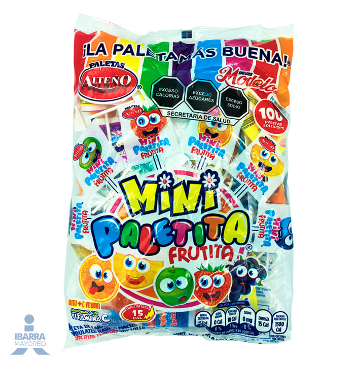 Paleta Alteño Mini Paletita Frutita 100 pzas.