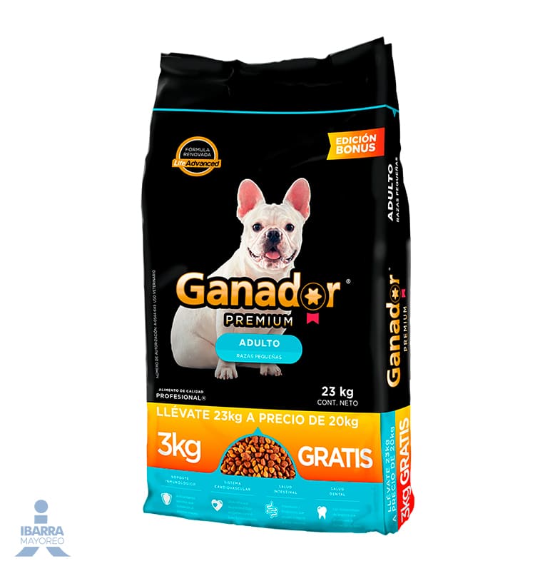 Alimento Ganador Premium Razas Pequeñas 20 kg + 3 Gratis